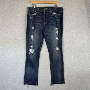 Level 99‎ Jeans Women's 36 Blue Medium Wash High Rise Straight Leg Distressed